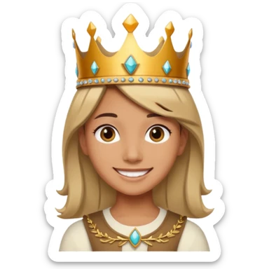 A stylish teen wearing a hand-crafted crown for fun. sticker