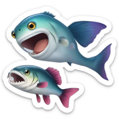 fish getting eaten by a bigger fish sticker