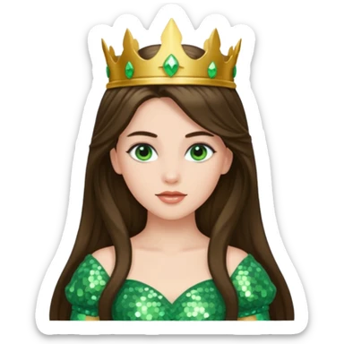 Princess Ozma from Oz with long brunette hair, light green sequin outfit sticker