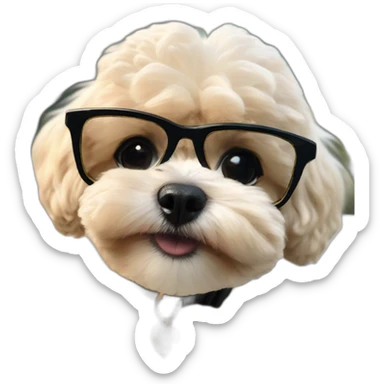 Maltipoo beige with thug life glasses sticker