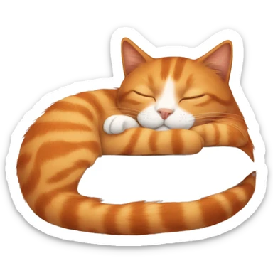 orange cat sleeping with long brown hair girl sticker