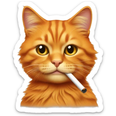 An orange fluffy cat smoking a cigarette  sticker