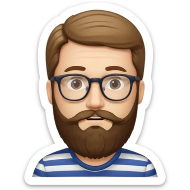 glasses man with long beard and striped shirt sticker
