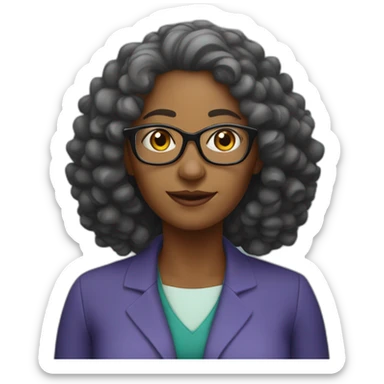 Black science teacher Woman with curly hair, glasses and she is old sticker