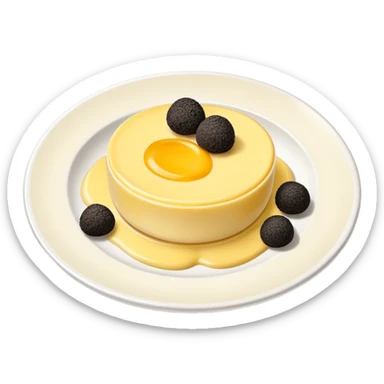 Plate of egg custard with black truffle  sticker