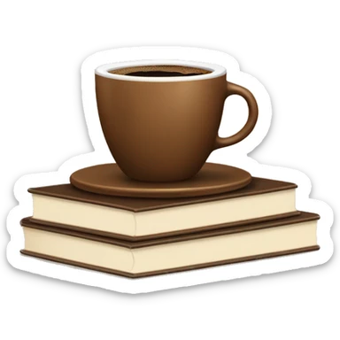 cup of coffee on top of a small stack of brown and beige books sticker