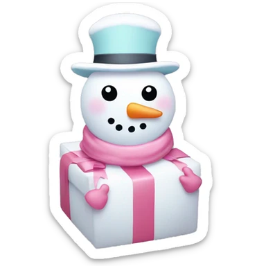 pastel pink snowman and gift sticker