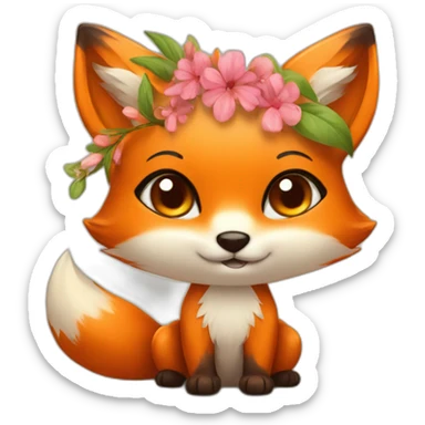 Cute fox with flower sticker