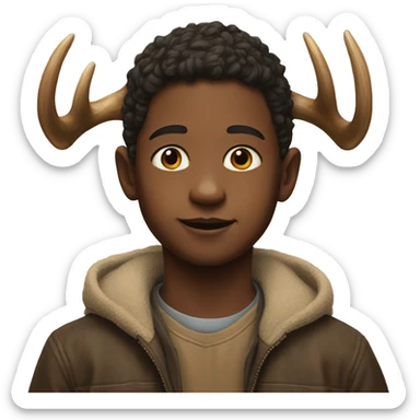 realistic portrait of a boy with antler sticker