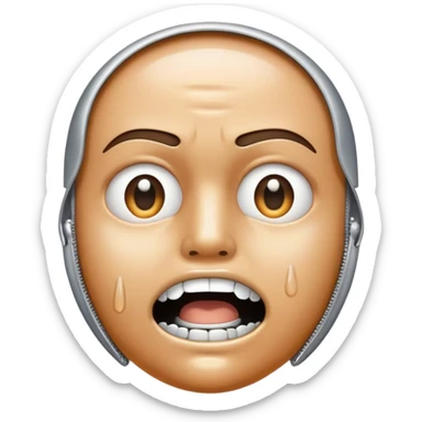 Sweating face with zipper mouth sticker