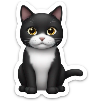 a black and white cat with black chin and a black cat together sticker