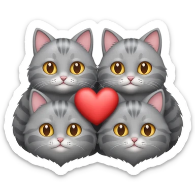heart 4 grey cats sticker