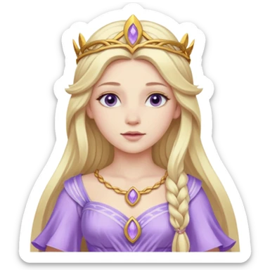 Freya, Goddess of Love from Gods and Goddesses with long blonde hair, lilac outfit sticker