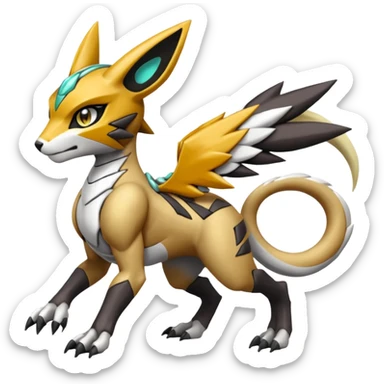 Meloetta-Renamon-Wargreymon-Protogen-Pokémon-Digimon-Fakémon-fusion-hybrid-creature sticker