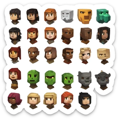 Minecraft style of dungeons and dragons characters  sticker