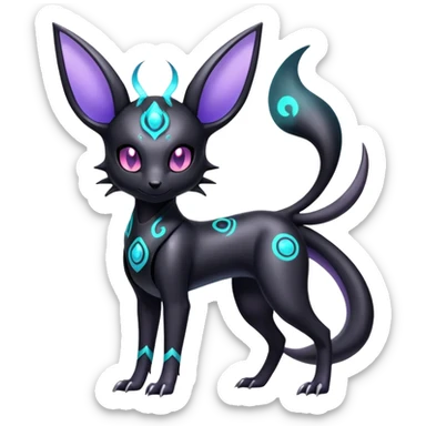 Shiny Ethereal Celestial Futuristic Modern Cyber-Salandit-Umbreon-Espeon-Hybrid (Full body) sticker