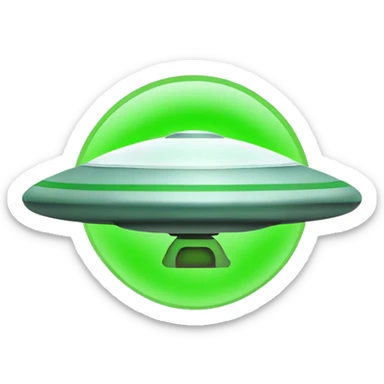 ufo flying saucer beaming up a green check mark sticker