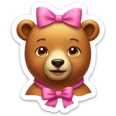 A bear with honey with a pink bow on its head sticker