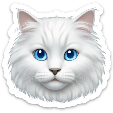 fluffy white cat with blue eyes  sticker