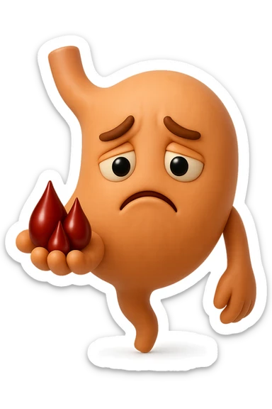 emoji stile iphone 3d di stomaco triste con 3 gocce di sangue 3d in mano, iperrealistiche 4k sticker