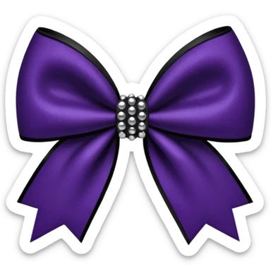 goth bow with velvet texture, deep purple and black, silver studs, dramatic shadows sticker