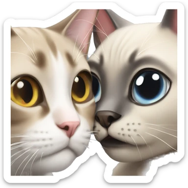 Siamese cat playing with a British gray cat sticker