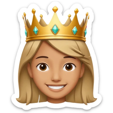 A stylish teen wearing a hand-crafted crown for fun. sticker