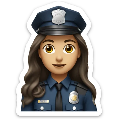 Brunette Long Hair Girl Police Officer  sticker