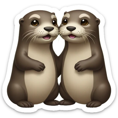 two otters holding hangs sticker