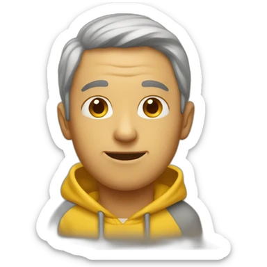 A mature boy wearing yellow hoodie sticker