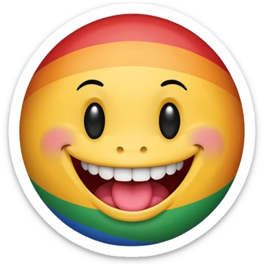 Smiley face biting lip with progress pride flag skin sticker