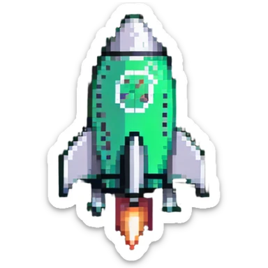 Green check mark with a rocket ship next to it, signifying a successful deployment sticker