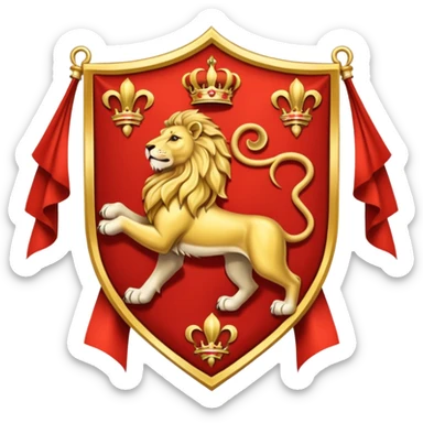 Majestic 4 leg Lion Medieval Banner heraldry flag sticker