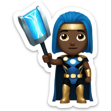 Black Thor in Ted, Gold and blue super hero costume  sticker