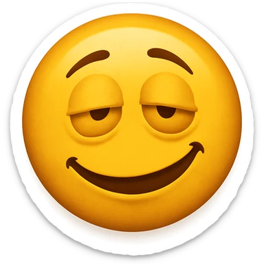 yellow face with sleepy drunk eyes and a tilted smile, drunk expression sticker