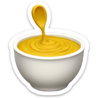 mustard in a white little bowl without eys sticker