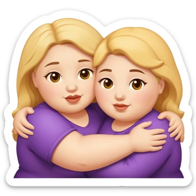 Two chubby gals Hugging sticker