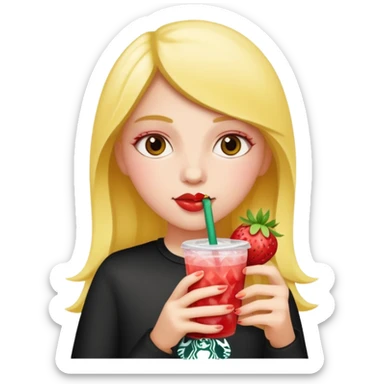 girl drinking strawberry lemonade from starbucks  sticker