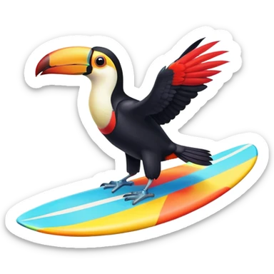 Toucan surfing sticker
