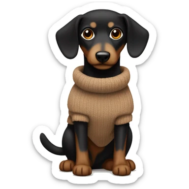 Black and Tan dashaund in a brown fluffy jumper sticker