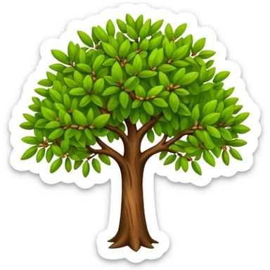 big almond tree with almost green leaves sticker