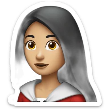 red-ridding-hood-girl-with-long-black-strait-hair-with-white-break sticker