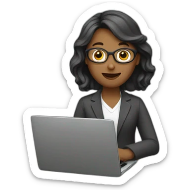 Teacher works with the laptop sticker