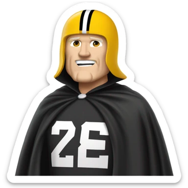 Terry Bradshaw Pittsburgh Steelers player in helmet and uniform with black cape. sticker