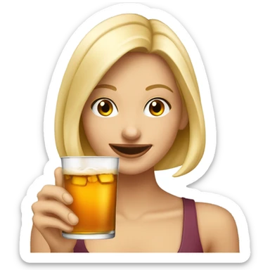 Blonde girl drinking amaretto sour sticker
