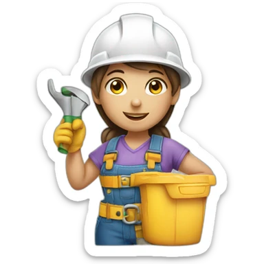 expert standing handyman girl sticker