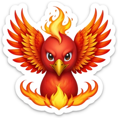 Phoenix force from marvel in a shape of flame bird face to screen with spread wings sticker