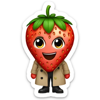 Strawberry wearing trench coat sticker