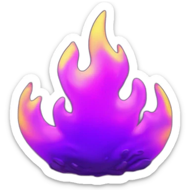 Fire Cyber emoji of a FUTURISTIC HIGHTECH 3D Fire colors Lemon green and purple neon Fire sticker