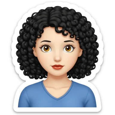 mujer blanca con cabello rizado negro sticker